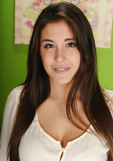 Excellent american dark-haired youthful Natalie Monroe in sexy undies showing her ass and bald pussy 